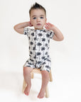 Bamboo Shorty Romper | Palm Style White