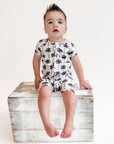 Bamboo Shorty Romper | Palm Style White