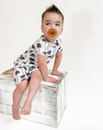 Bamboo Shorty Romper | Palm Style White