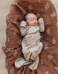 Oatmeal Organic Cotton Ribbed Knot Gown