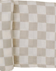Taupe Checkered Muslin Swaddle Blanket