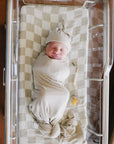 Taupe Checkered Muslin Swaddle Blanket