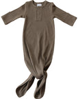 Cocoa Organic Cotton Ribbed Knot Gown