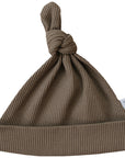 Cocoa Organic Ribbed Newborn Knot Hat