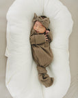 Cocoa Organic Cotton Ribbed Knot Gown