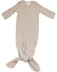 Oatmeal Organic Cotton Ribbed Knot Gown
