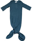 Navy Organic Cotton Ribbed Knot Gown