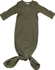 Winter Green Organic Cotton Ribbed Knot Gown