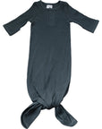 Charcoal Organic Cotton Ribbed Knot Gown