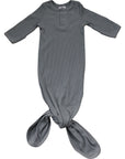 Grey Organic Cotton Ribbed Knot Gown