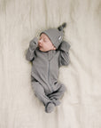 Grey Organic Ribbed Newborn Knot Hat
