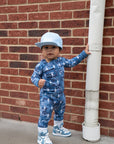 Bamboo Zip Romper | Blue Camo Bolts