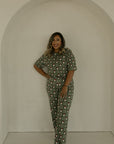 Women's Boxy Tee Lounge Set | Santa Checkerboard