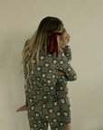 Women's Bamboo Pajamas | Santa Checkerboard