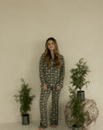 Long Sleeve Women's Bamboo Pajamas | Santa Checkerboard