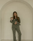Long Sleeve Women's Bamboo Pajamas | Santa Checkerboard