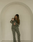 Long Sleeve Women's Bamboo Pajamas | Santa Checkerboard