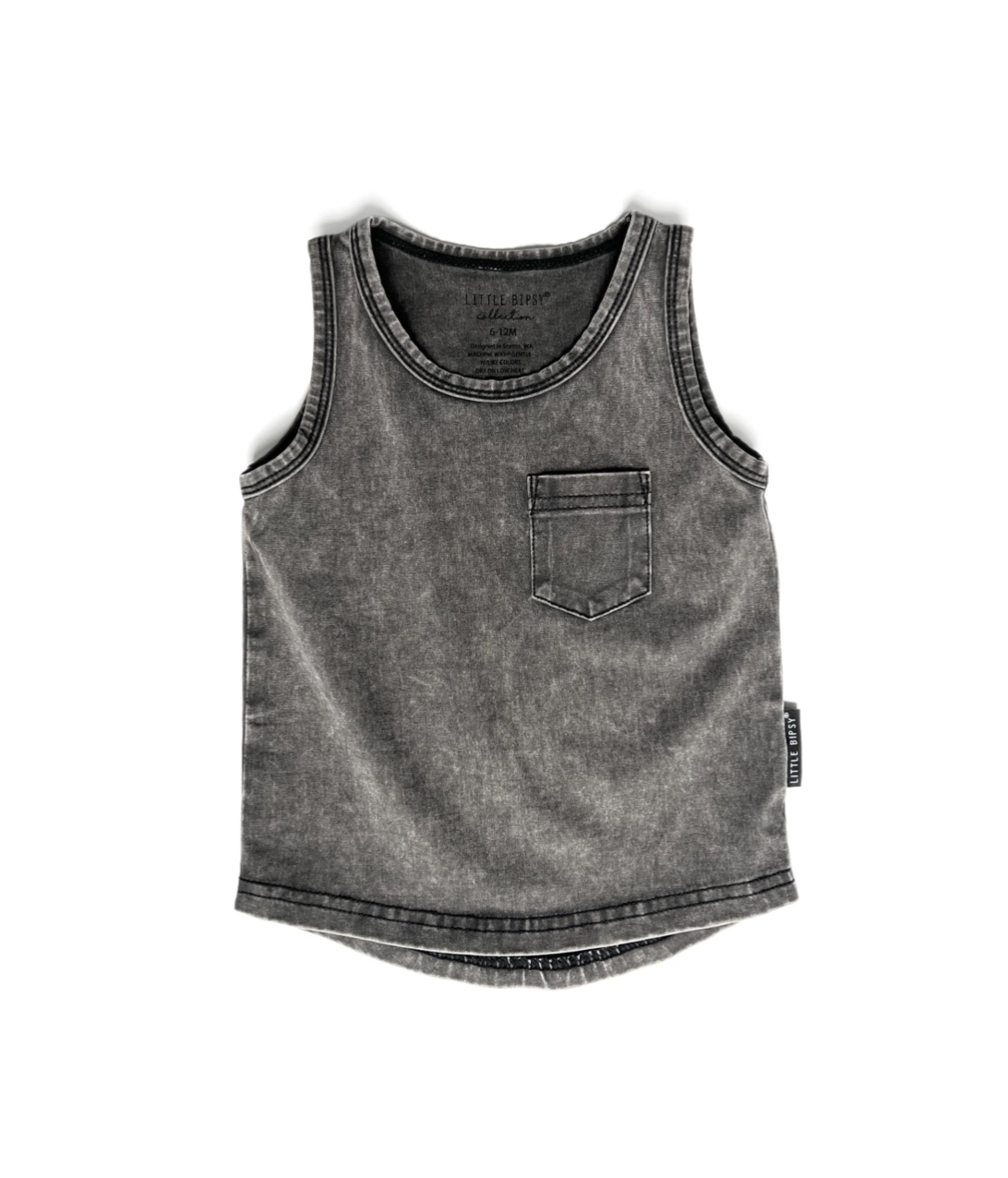 Little Bipsy Acid Wash Tank - Black