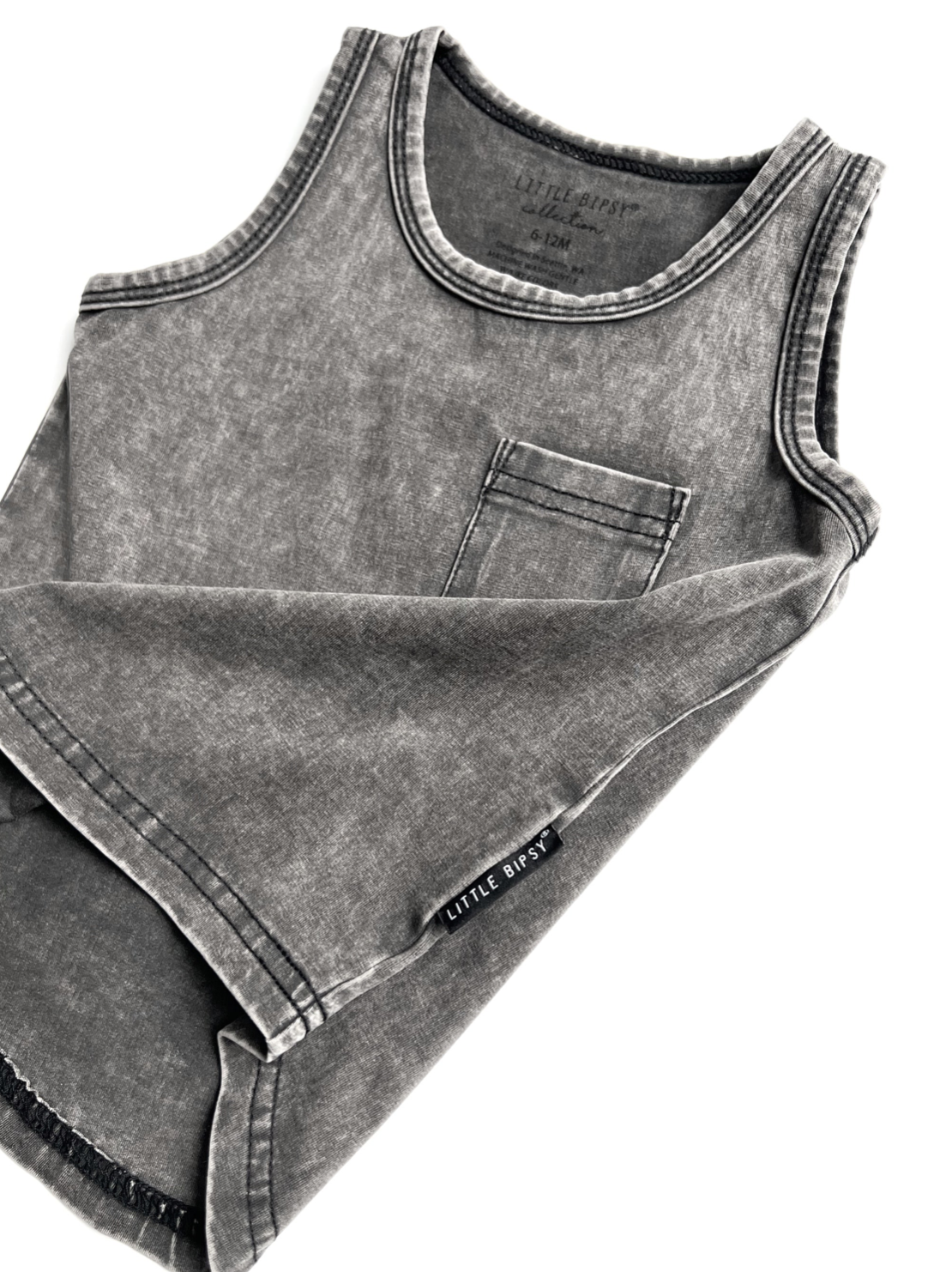 Little Bipsy Acid Wash Tank - Black