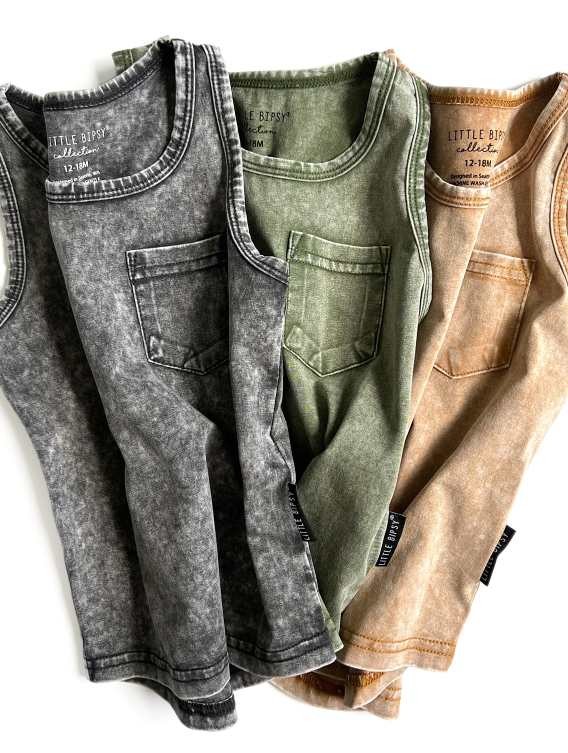 Little Bipsy Acid Wash Tank - Black