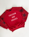 Freedom And Snacks Child Waffle Sleeve Crewneck - Red