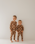 Bamboo Zip Pajamas | Gingerbread Checkerboard 2024