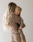 Bamboo Two Piece Pajama | Faded Brown Checkerboard