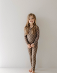 Bamboo Two Piece Pajama | Faded Brown Checkerboard