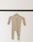 Bamboo Zip Pajamas | Tan & Cream Lightning Bolt