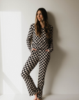 Women's Bamboo Pajamas | Black Checkerboard || MATCHING KIDS