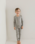 Bamboo Two Piece Pajamas | Ribbed Grey