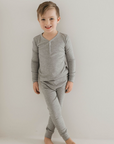 Bamboo Two Piece Pajamas | Ribbed Grey