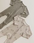 Bamboo Zip Pajamas | Ribbed Grey