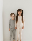 Bamboo Two Piece Pajamas | Ribbed Grey