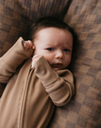 Bamboo Zip Pajamas | Ribbed Milk Chocolate