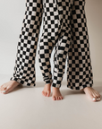 Bamboo Zip Pajamas | Black Checkerboard