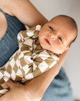 Bamboo Knotted Gown | Olive Checkerboard