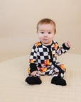 Bamboo Zip Romper | Checker Blaze