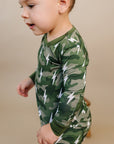 Bamboo Two Piece Set | Green Camo Bolts