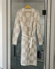 Women's Taupe Checkered Robe