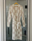 Women's Taupe Checkered Robe