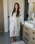 Women's Taupe Checkered Robe
