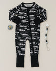 Bamboo Zip Romper | Race Cars