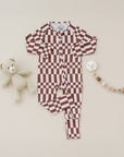 Bamboo Zip Romper | Chocolate Checkered
