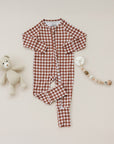 Bamboo Zip Romper | Chocolate Gingham