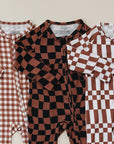 Bamboo Zip Romper | Chocolate Checkered