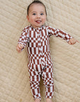 Bamboo Zip Romper | Chocolate Checkered