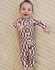 Bamboo Zip Romper | Chocolate Checkered