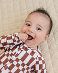 Bamboo Zip Romper | Chocolate Checkered