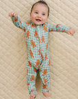 Bamboo Zip Romper | Gingerbread Gingham